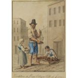 Italian School, early-mid 19th century- Venditore di Pomi Cotogni Cotti al forno; Gioco della Morra;