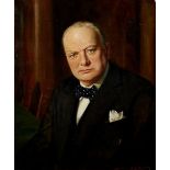 John Archibald Alexander Berrie, British 1887-1962- Portrait of Sir Winston Churchill; oil on