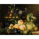 Frederick Victor Bailey, British 1919-1997- Still life of fruit, 1955; oil on canvas, signed and