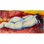 Fyffe Christie, British 1918-1979- Reclining Figure in a Red Landscape, 1975; oil on canvas,