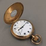 A Victorian gold plated half hunter pocket watch