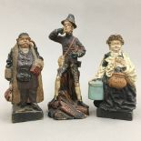 Three 19th century German painted terracotta figures