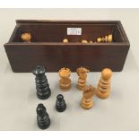 A 19th century turned wood chess set,