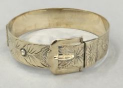 A Victorian style silver gilt buckle bracelet