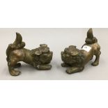 Two brass models of dogs-of-fo