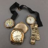 A 9 ct gold cased wristwatch,