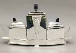 A silver plated Deco style tea set