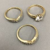 Three various 9 ct gold rings