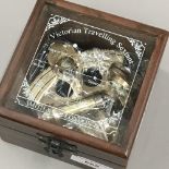 A boxed brass sextant