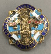 An enamelled National Asylum Workers Union badge