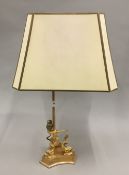 A gilt bronze lamp