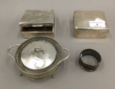 Two silver cigarette boxes,