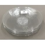 Six 19th century monogrammed cut crystal glass plates