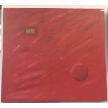 A large contemporary red painted canvas,