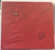 A large contemporary red painted canvas,