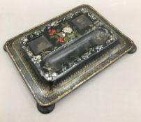 A Victorian papier mache ink stand