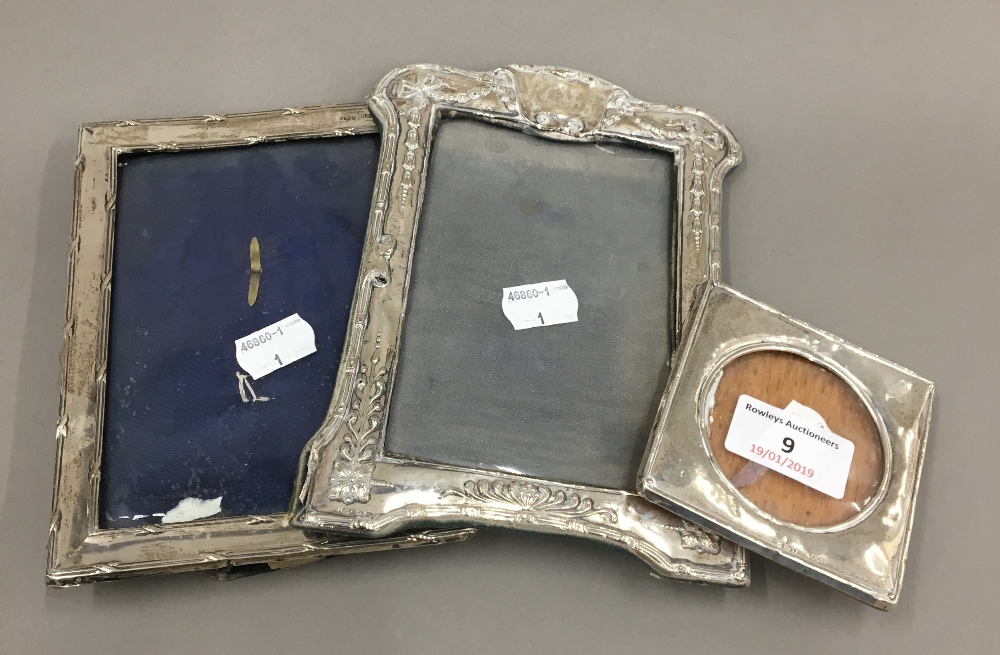 Three silver frames