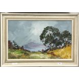 GEORGE R DEAKINS, Figure in a Rural Landscape, oil on board, signed and framed.