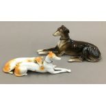 Two porcelain greyhound models
