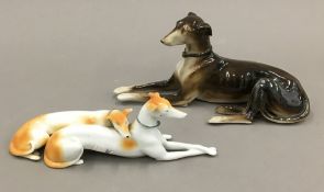 Two porcelain greyhound models