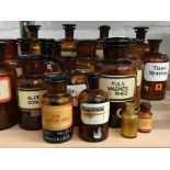 A quantity of approximately twenty apothecary bottles