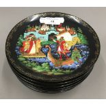 A set of nine Russian collectors plates painted by Galina Ziriakowa with legends by Pushkin,