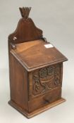 A 19th century cherrywood candle box