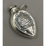 A silver scent bottle pendant