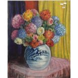 HAROLD WATSON (20th century) British, Still Life of Flowers in a Vase, oil on board,