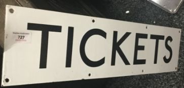 An enamel railway sign - TICKETS