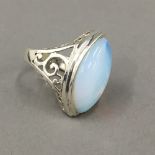 A silver moonstone ring