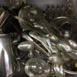 A quantity of silver plate including a tea set, toast rack, teaspoons, etc.