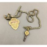 A 9 ct gold Heart of Oak Benefit Society fob medal, on a plated chain with two fob seals,