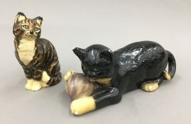 Two 1930s plaster cats