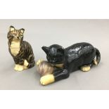 Two 1930s plaster cats