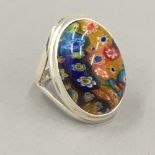 A silver millefiori ring