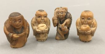 Four small carved netsukes