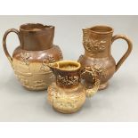 Three 19th century salt glazed jugs