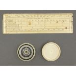 A 19th century ivory pocket compass and a J.