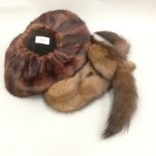 A vintage fur stole and a vintage fur hat