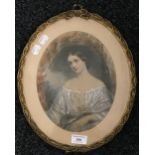 A 19th century portrait print, oval framed and glazed,