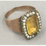 A 19th century seed pearl set ring