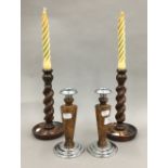 Two pairs of candlesticks,