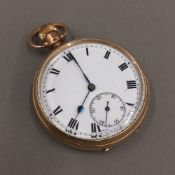 A 9 ct gold cased open faced pocket watch (80 grammes total weight)