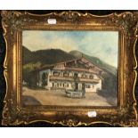 CONTINENTAL SCHOOL (20th century), Chalet, oil on board,