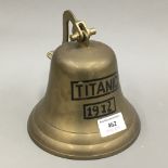 A brass bell inscribed TITANIC 1912