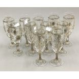 Eleven Murano glass flutes with Italian silver mounts