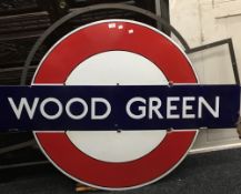 An enamel Wood Green underground sign,