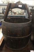 A vintage Chinese coopered well bucket