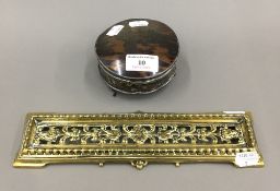 A tortoiseshell and silver trinket box,